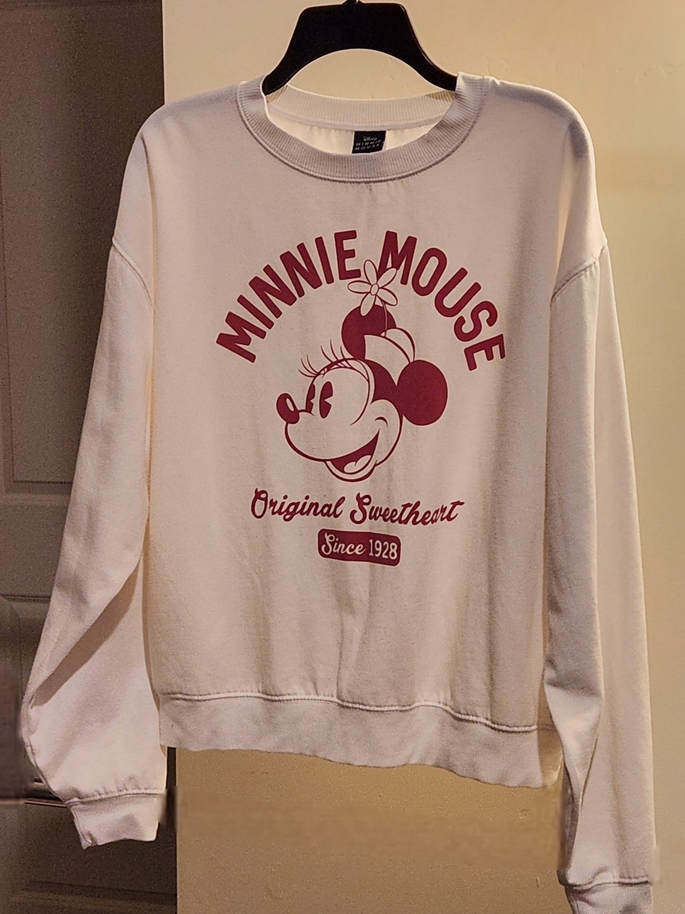 Disney Minnie Mouse Cream Sweatshirt with Maroon Graphic